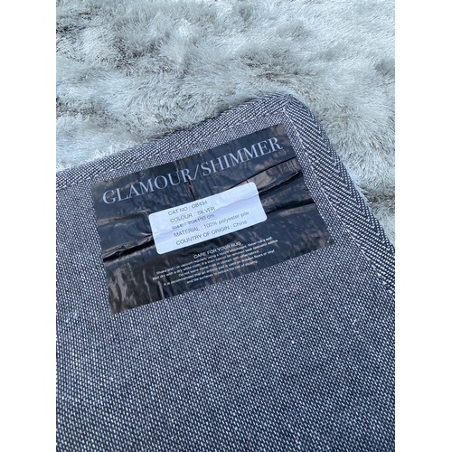 91 - Brand New Glamour / Shimmer Silver Colour Ground Rug 150cm x 80cm