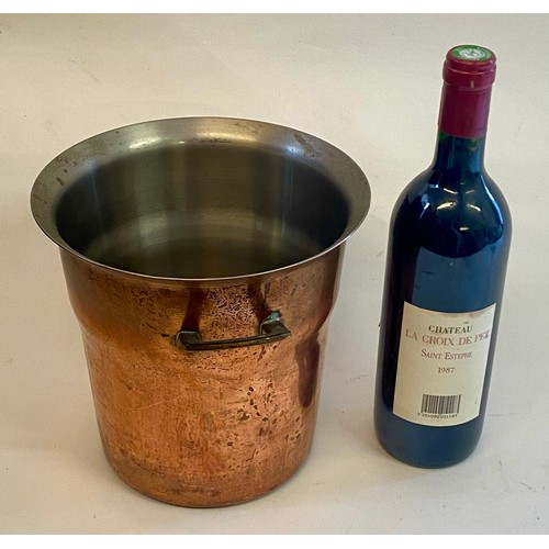 338 - Vintage Swiss Champagne / Wine Cooler in Copper and Brass by Spring Culinox. 20cm Height. 21cm Diame... 