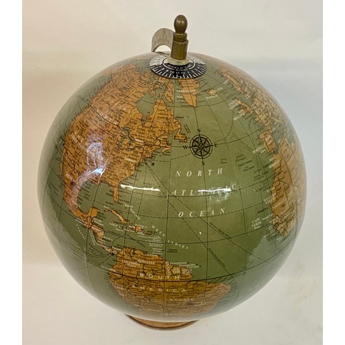 627 - Vintage World Terrestrial Globe on Wooden Stand 34cm Height