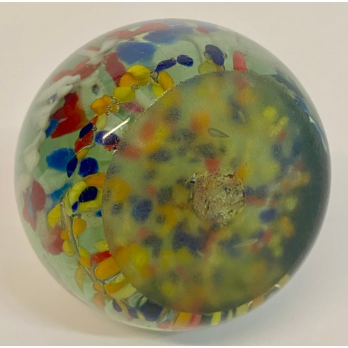 628 - Three Vintage Art Glass Paperweights, One with Inscription to Base. Largest 7cm x 7cm x 6cm