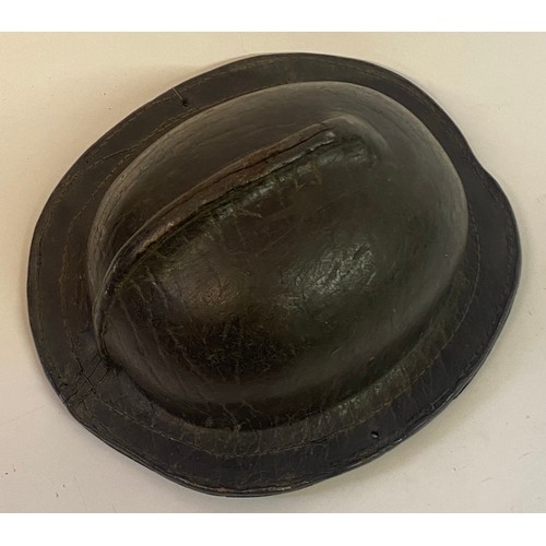 547 - 19th Century  Leather Miners Safety Cap 27cm x 21cm x 12cm