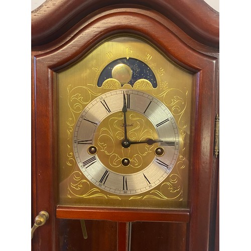 549 - Vintage Hermle Possibly Mahogany Wall Clock 65cm x 29cm x 14cm