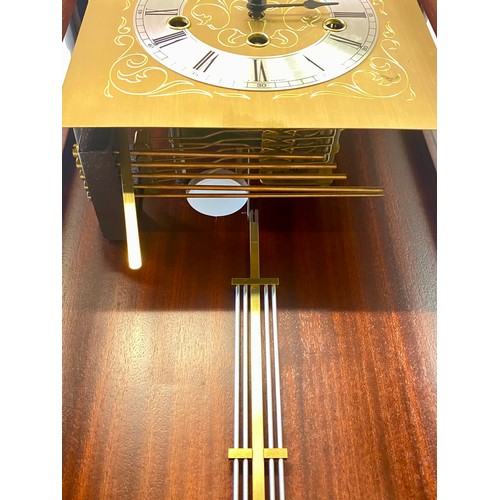 549 - Vintage Hermle Possibly Mahogany Wall Clock 65cm x 29cm x 14cm