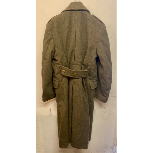 346 - Green Military WWII Great Coat  133cm Length