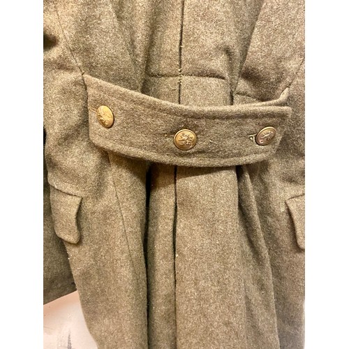 346 - Green Military WWII Great Coat  133cm Length