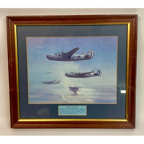 347 - Pair of Vintage Royal Airforce Prints to Include Avro Shackleton and Liberator BV1 Examples. Signatu... 