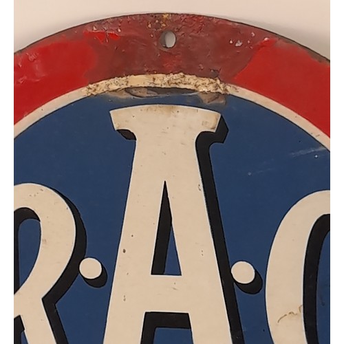 688 - Rare Pre War RAC ENAMEL SIGN 'RAC RELIEF CAR' Round sign 23.5cm diameter