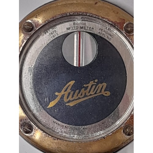 694 - Vintage Austin Cars Radiator Heat Gauge Hood Ornament, 7.5cm diameter gauge