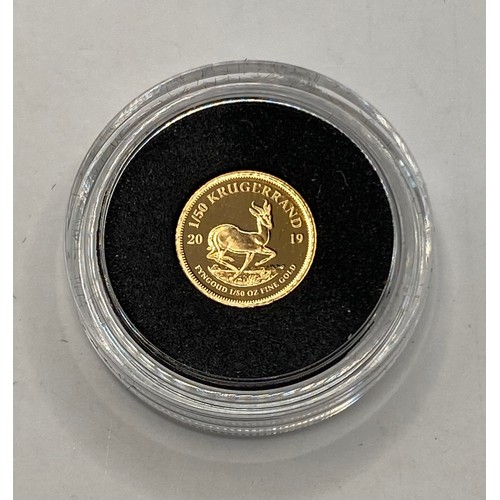 296 - CPM  2019 Krugerrand 1/50 oz Gold Proof Coin in Case with Certificate of Provenance