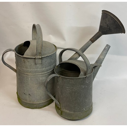 56 - Two Vintage Galvanised Watering Cans One With Rose. (2)
