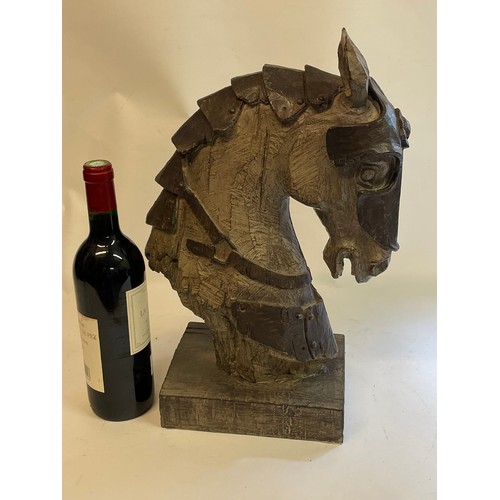 58 - Wood Look Composite Mounted Horses Head. 41 cms High