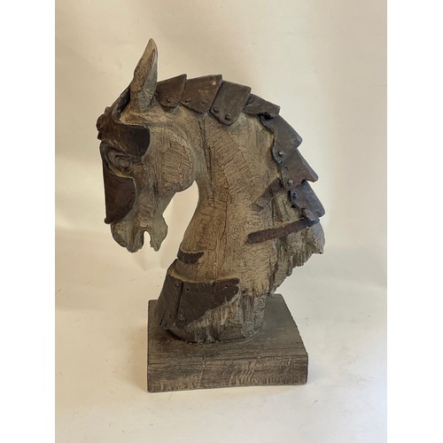 58 - Wood Look Composite Mounted Horses Head. 41 cms High