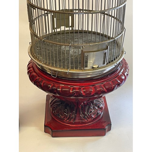 109 - Vintage Continental Ceramic Circular Bird Cage. 78 cms High 30 cms Diameter.