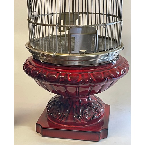 109 - Vintage Continental Ceramic Circular Bird Cage. 78 cms High 30 cms Diameter.