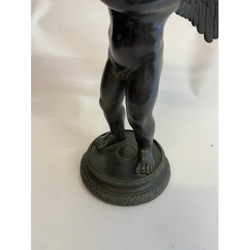 132 - Bronze Putto With Dolphin Figure. 25 cms High