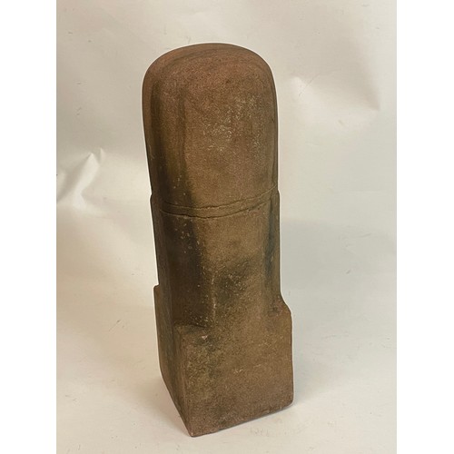 143 - Geometric Stone Sculpture  / Lingam Mounted On Base. 38 x 30 x 47 cms