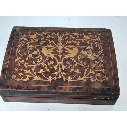 629 - wood inlaid Box, 16cm x 12 x 4cm