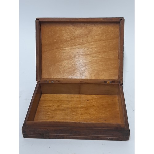 629 - wood inlaid Box, 16cm x 12 x 4cm