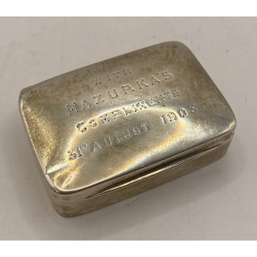 62 - Vintage Engraved Hallmarked Silver Trinket / Pill Box 4.5cm x 3.5cm. Weight 0.844 Oz