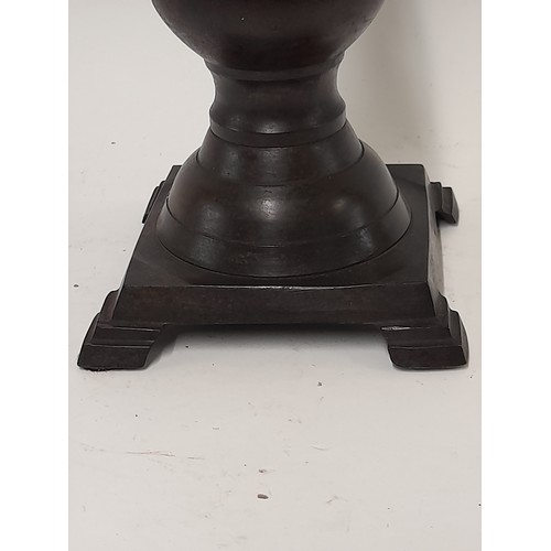 632 - Metal Pricket Candlestick with Faux wood finish, 52cm high