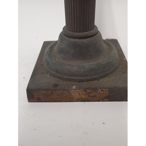 634 - Brass Corinthian Column with weighted base marked HINK & SONS 3479,  25cm high