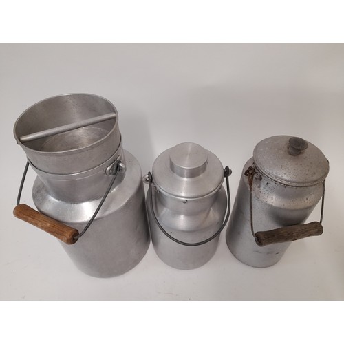 646 - 3 x Small Alloy Milk Churns, tallest 30cm