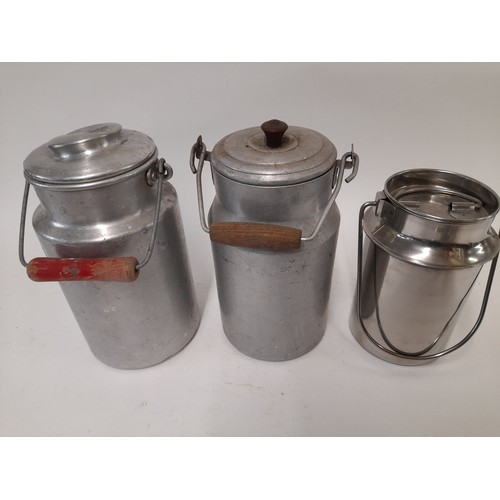 647 - 3 x Small Milk Churns, 2 alloy and 1 stainless steel, tallest