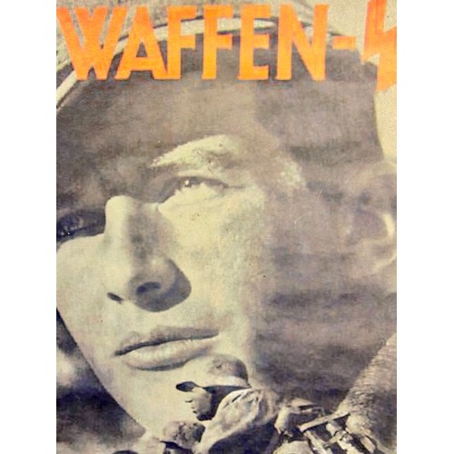 654 - German Military Propaganda Card Poster ‘Waffen’. Stamped to Back. 42cm x 29.5cm