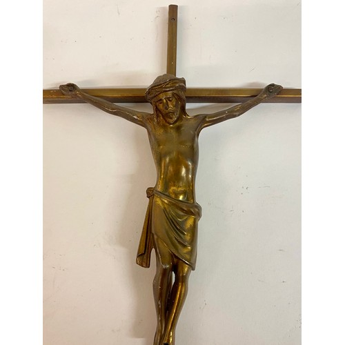 667 - Vintage Brass Religious Crucifix. 45cm Height