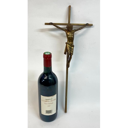 667 - Vintage Brass Religious Crucifix. 45cm Height