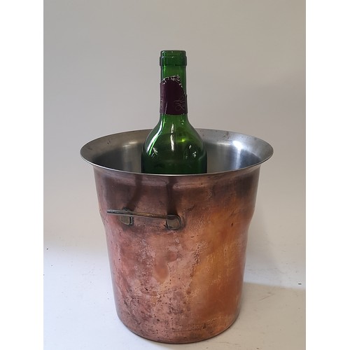 677 - CULINOX Made in Switzerland copper wine/Champagne cooler with stainless steel lining and Brass Handl... 