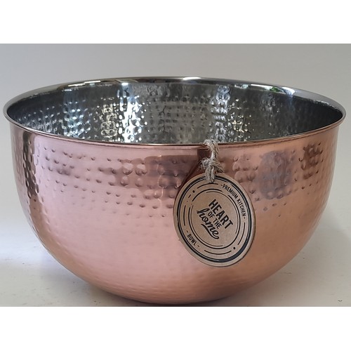 681 - Heart of the Home Premium Kitchen Bowl with Planished Copper Finish, 14cm high x 25cm high