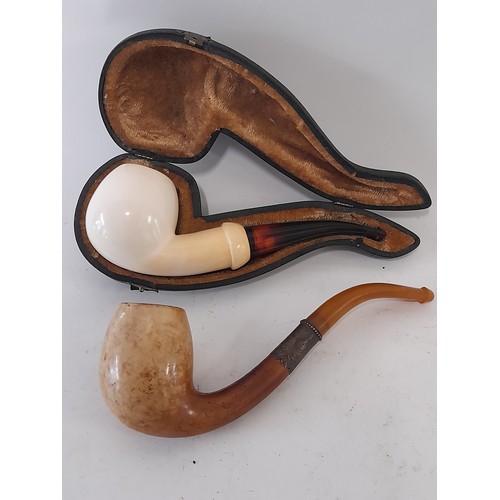 694 - 2 x Vintage Pipes, one in case