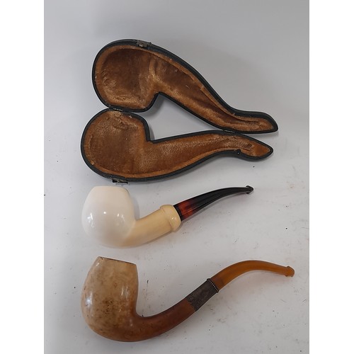 694 - 2 x Vintage Pipes, one in case