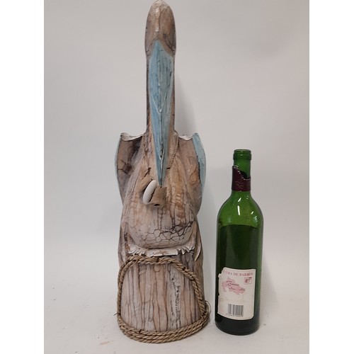 696 - Large Wood Carved Pelican , 53cm high