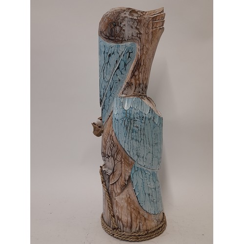 696 - Large Wood Carved Pelican , 53cm high