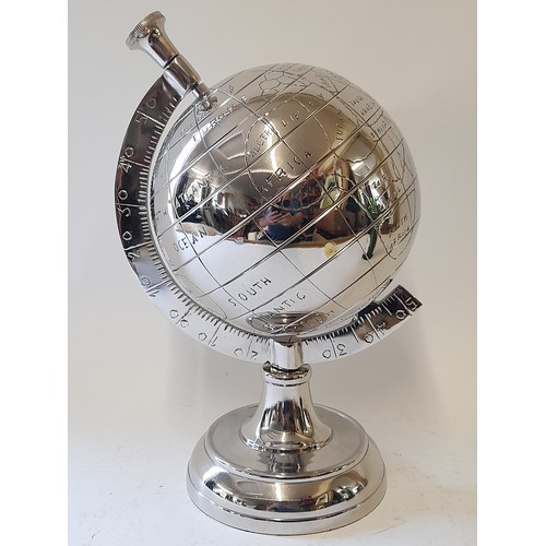 699 - Decorative Chrome Desk Globe, 32cm high