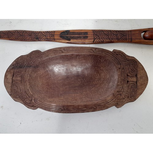 269 - Carved Shallow Bowl, 25cm x 12cm with a Back scratcher/massager