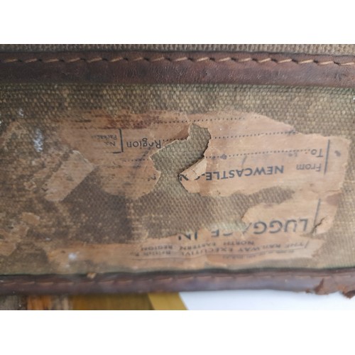 281 - Vintage Cloth covered Suitcase, 67cm x 39cm x 16cm