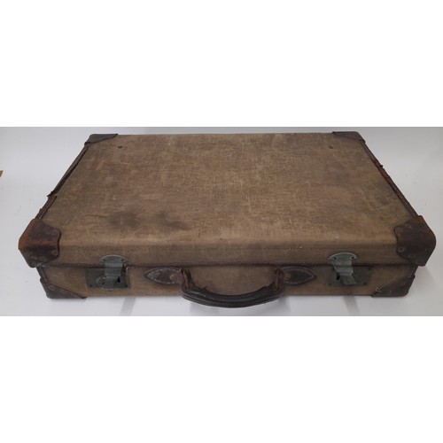 281 - Vintage Cloth covered Suitcase, 67cm x 39cm x 16cm