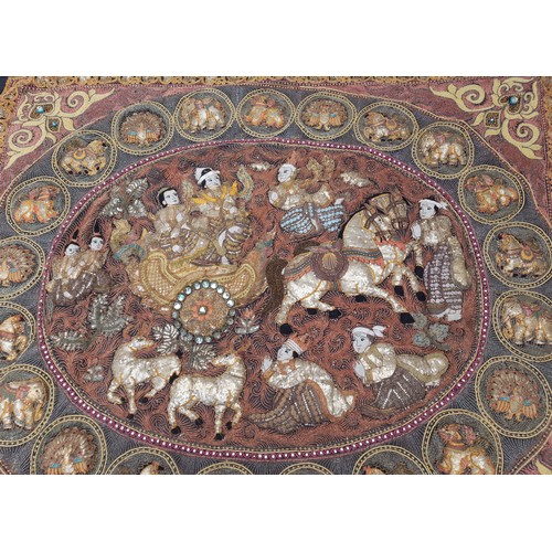 283 - Large Wall Hanging Possibly Balinese Tapestry Art Work with Sequins and Beads, 133cm x 165cm