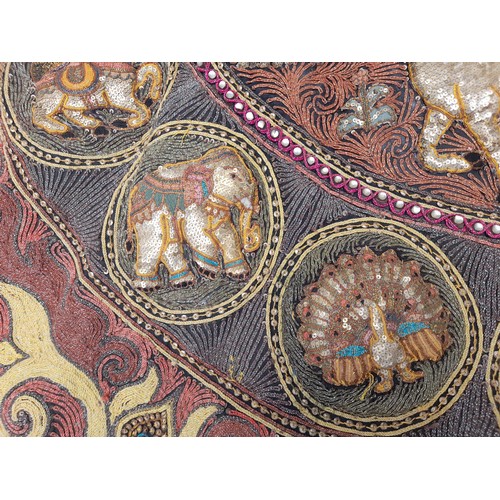 283 - Large Wall Hanging Possibly Balinese Tapestry Art Work with Sequins and Beads, 133cm x 165cm