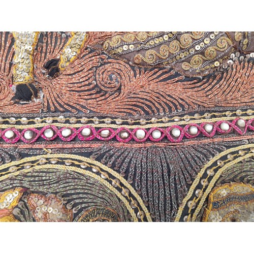 283 - Large Wall Hanging Possibly Balinese Tapestry Art Work with Sequins and Beads, 133cm x 165cm