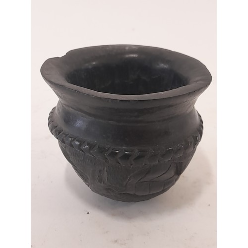 284 - Carved Wood Round bottom Bowl possibly Indian Dhokra Bowl,