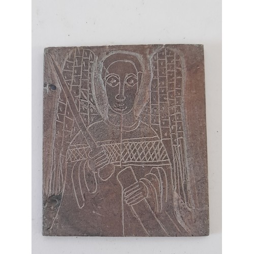 286 - Crusader Christian stone Carved Icon with 2 tablets, each Piece carved to both sides, largest 13cm x... 