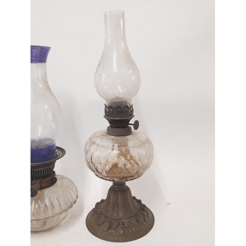 287 - 3 x Antique Oil Lamps, tallest 42cm