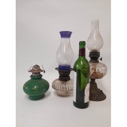 287 - 3 x Antique Oil Lamps, tallest 42cm