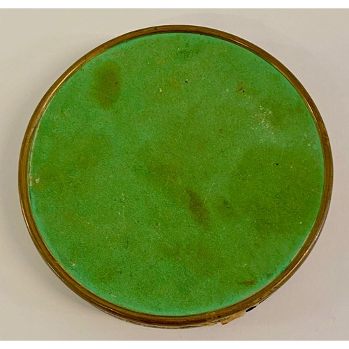 102 - Early Victorian Reverse Glass Painted Bon Bon Case Depicting Seated Lady 14cm Diameter