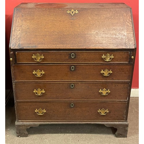 8 - Antique Bureau With Brass Fittings. 92 x 50 x 109 cms