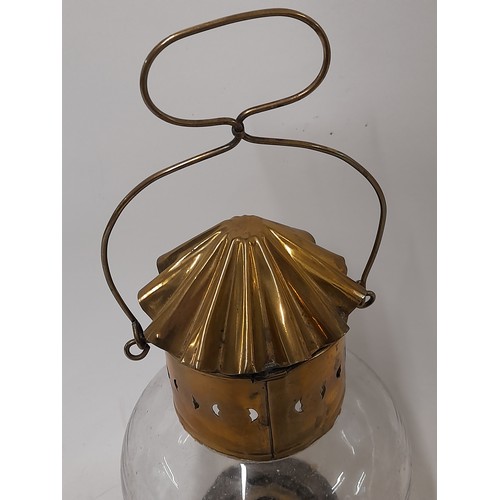 55 - Brass and Glass Navigation Onion Glass Lamp, 26cm high